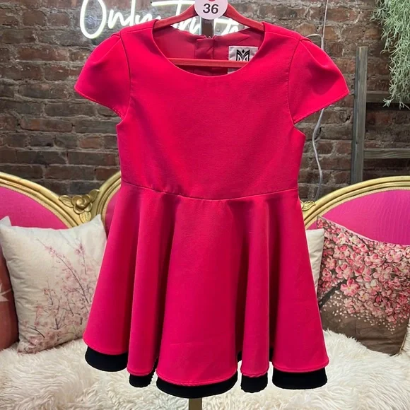 milly red and pink dress Liv Pleated Long Sleeve Mini Dress in Pink